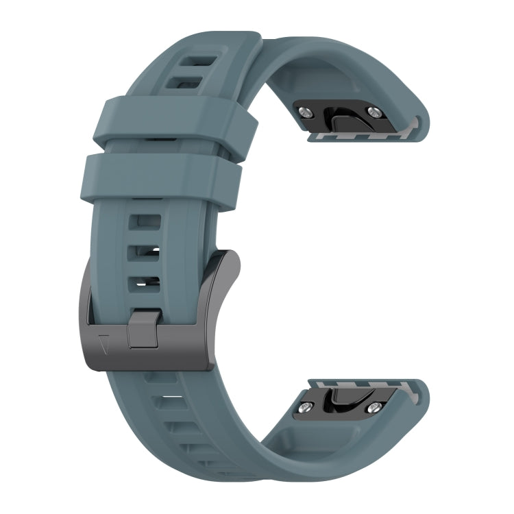 For Garmin Fenix 7 Solar / Sapphire Solar Solid Color Black Buckle Silicone Quick Release Watch Band(Rock Blue) - Watch Bands by buy2fix | Online Shopping UK | buy2fix