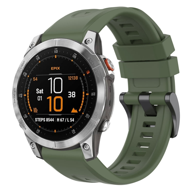 For Garmin Epix Gen2 / Epix Pro Gen2 47mm Solid Color Black Buckle Silicone Quick Release Watch Band(Dark Green) - Watch Bands by buy2fix | Online Shopping UK | buy2fix