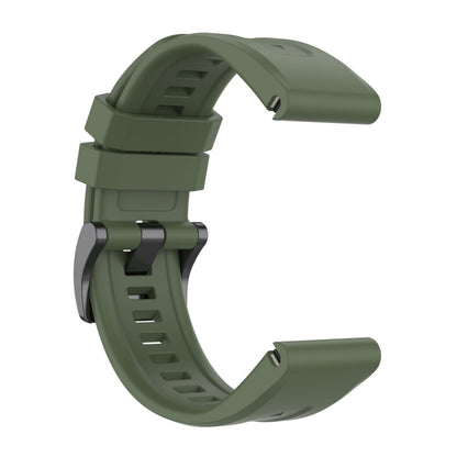 For Garmin Fenix 6 GPS Solid Color Black Buckle Silicone Quick Release Watch Band(Dark Green) - Watch Bands by buy2fix | Online Shopping UK | buy2fix