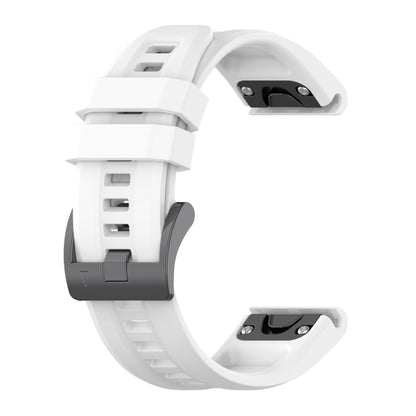 For Garmin Fenix 6 GPS Solid Color Black Buckle Silicone Quick Release Watch Band(White) - Watch Bands by buy2fix | Online Shopping UK | buy2fix