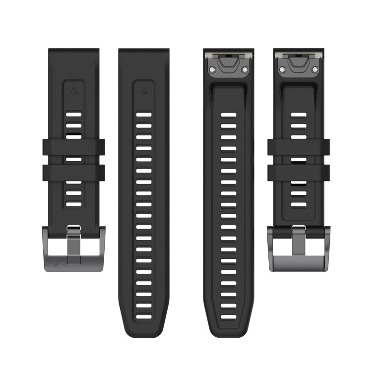 For Garmin Fenix 6 Pro GPS Solid Color Black Buckle Silicone Quick Release Watch Band(Black) - Watch Bands by buy2fix | Online Shopping UK | buy2fix