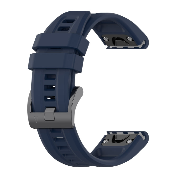 For Garmin Fenix 6 Pro GPS Solid Color Black Buckle Silicone Quick Release Watch Band(Dark Blue) - Watch Bands by buy2fix | Online Shopping UK | buy2fix