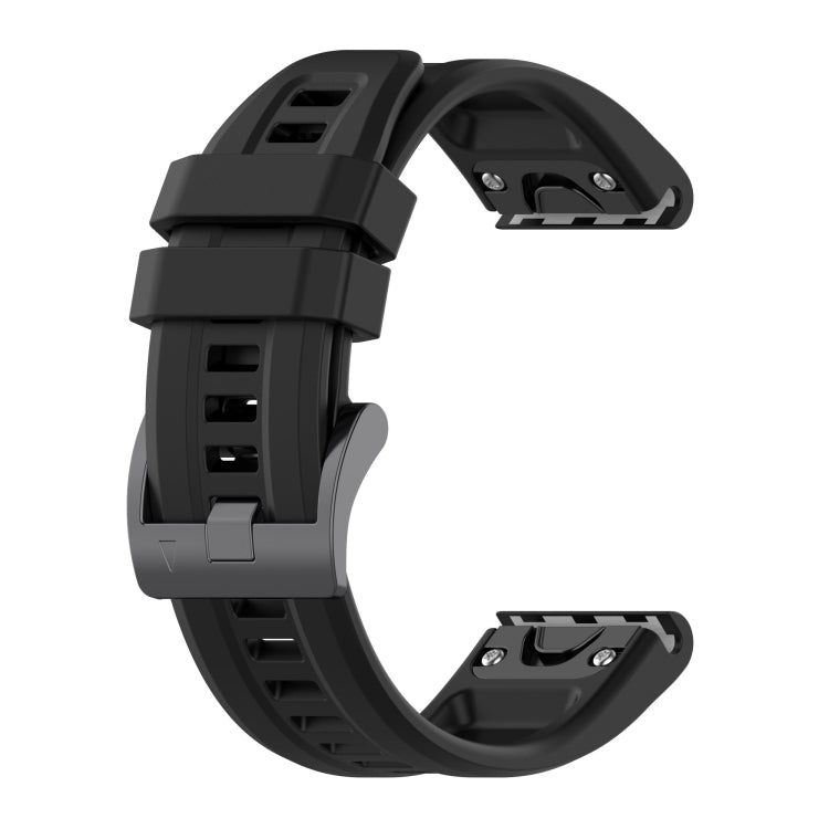 For Garmin Fenix 5 / Fenix 5 Plus Solid Color Black Buckle Silicone Quick Release Watch Band(Black) - Watch Bands by buy2fix | Online Shopping UK | buy2fix
