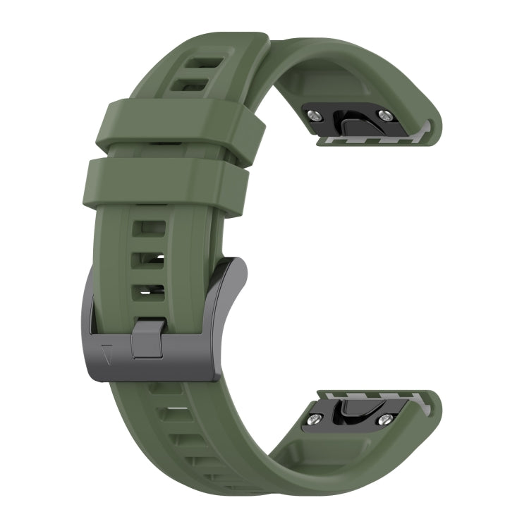 For Garmin Fenix 5 / Fenix 5 Plus Solid Color Black Buckle Silicone Quick Release Watch Band(Dark Green) - Watch Bands by buy2fix | Online Shopping UK | buy2fix