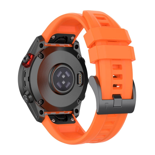 For Garmin Fenix 5 / Fenix 5 Plus Solid Color Black Buckle Silicone Quick Release Watch Band(Orange) by buy2fix