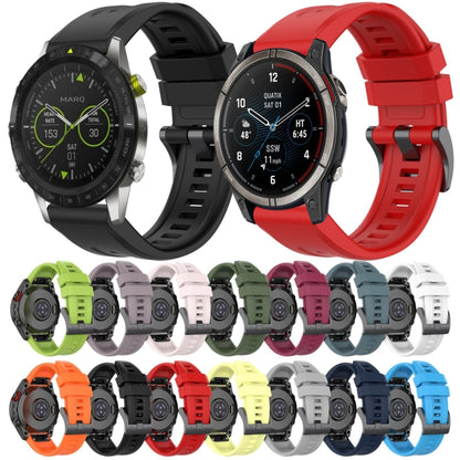 For Garmin Fenix 6 GPS Solid Color Black Buckle Silicone Quick Release Watch Band(Lime green) - Watch Bands by buy2fix | Online Shopping UK | buy2fix