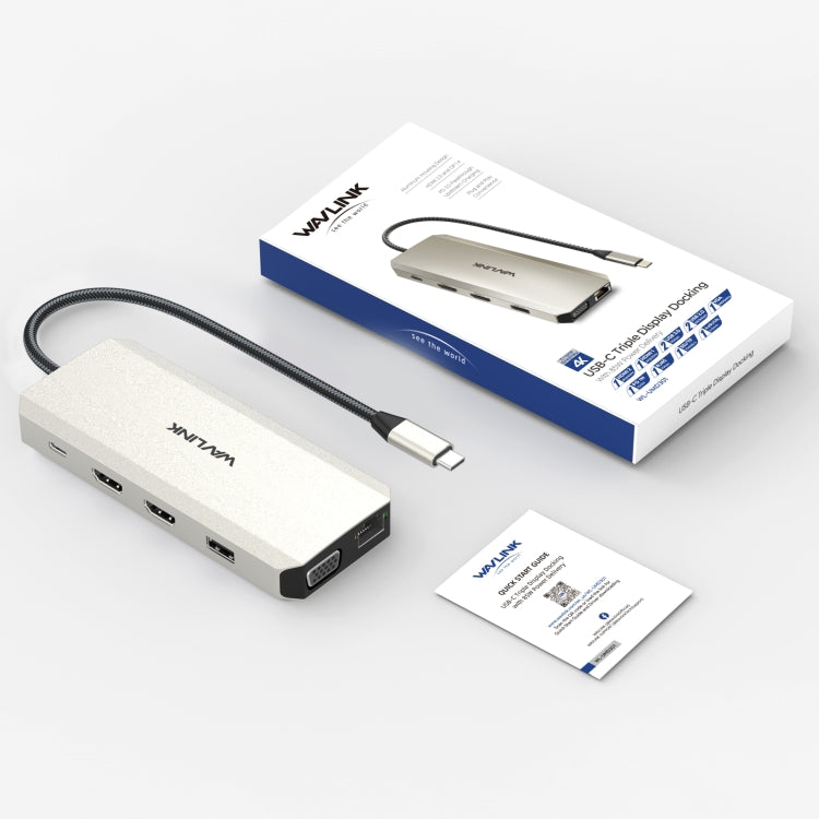 WAVLINK WL-UMD301 12 in 1 Multi-port Adapter 2*HDMI+1*VGA Triple Display USB-C Hub Dock - USB HUB by WAVLINK | Online Shopping UK | buy2fix