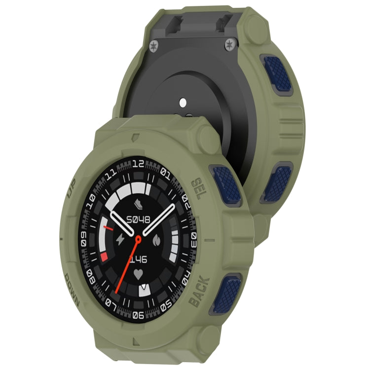 For Amazfit Active Edge A2212 Armored Hollow Half Pack TPU Watch Protective Case(Green) by buy2fix