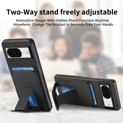 For Google Pixel 7 Carbon Fiber Card Bag Fold Stand Phone Case(Black) - Google Cases by buy2fix | Online Shopping UK | buy2fix