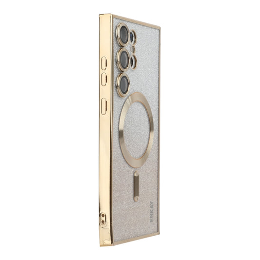 For Samsung Galaxy S23 Ultra 5G ENKAY Hat-Prince Magnetic Glitter Plated TPU Phone Case with Lens Film(Golden) by ENKAY