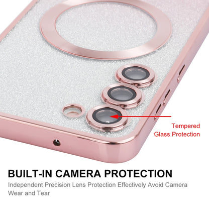 For Samsung Galaxy S24 5G ENKAY Hat-Prince Magnetic Glitter Plated TPU Phone Case with Lens Film(Silver) - Galaxy S24 5G Cases by ENKAY | Online Shopping UK | buy2fix