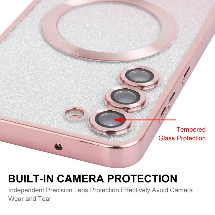 For Samsung Galaxy S24+ 5G ENKAY Hat-Prince Magnetic Glitter Plated TPU Phone Case with Lens Film(Silver) - Galaxy S24+ 5G Cases by ENKAY | Online Shopping UK | buy2fix