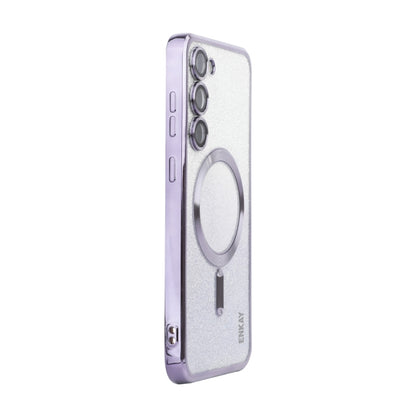 For Samsung Galaxy S24+ 5G ENKAY Hat-Prince Magnetic Glitter Plated TPU Phone Case with Lens Film(Purple) by ENKAY