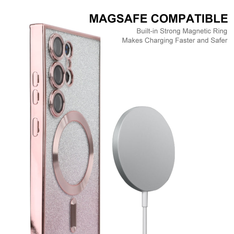 For Samsung Galaxy S25 Ultra 5G ENKAY Hat-Prince Magnetic Glitter Plated TPU Phone Case with Lens Film(Pink) by ENKAY