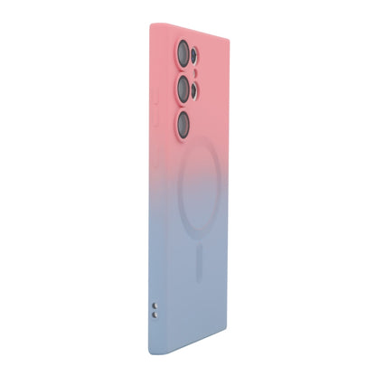 For Samsung Galaxy S23 Ultra 5G ENKAY Hat-Prince MagSafe Rainbow Gradient Silicone Phone Case with Lens Film(Pink Blue) by ENKAY