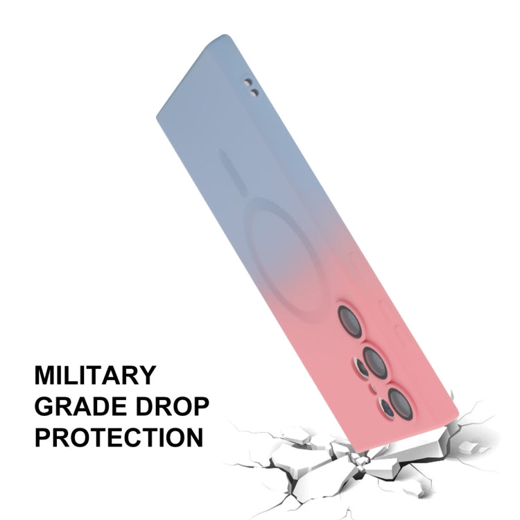 For Samsung Galaxy S23 Ultra 5G ENKAY Hat-Prince MagSafe Rainbow Gradient Silicone Phone Case with Lens Film(Pink Blue) by ENKAY