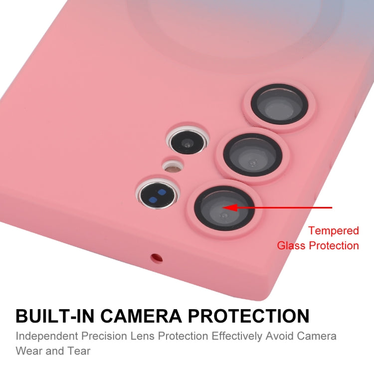 For Samsung Galaxy S25 Ultra 5G ENKAY Hat-Prince MagSafe Rainbow Gradient Silicone Phone Case with Lens Film(Pink Blue) by ENKAY