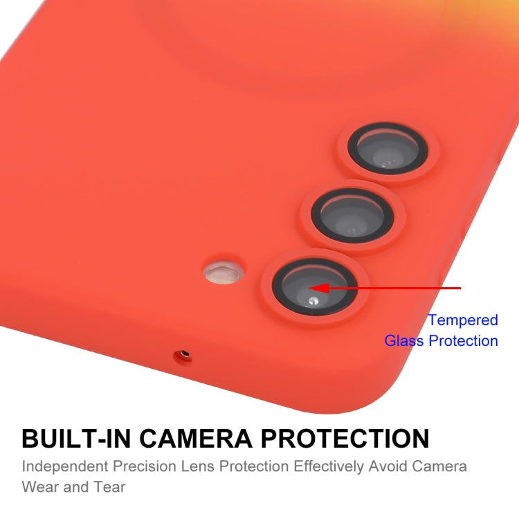 For Samsung Galaxy S25 5G ENKAY Hat-Prince MagSafe Rainbow Gradient Silicone Phone Case with Lens Film(Orange Yellow) by ENKAY