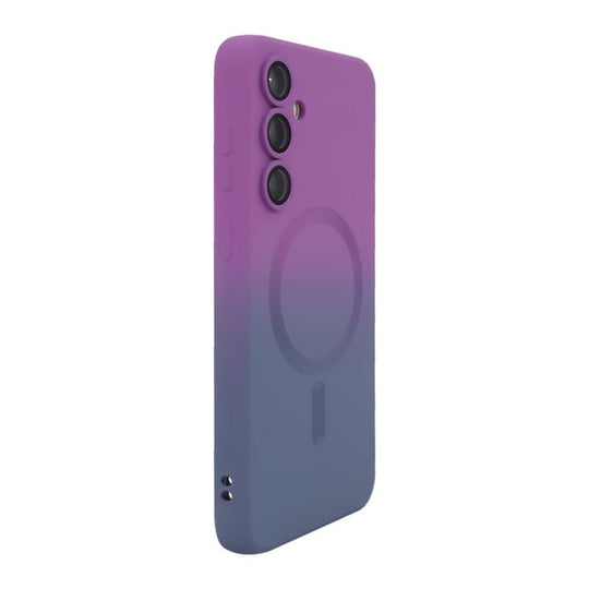 For Galaxy A57 5G ENKAY Hat-Prince MagSafe Rainbow Gradient Silicone Phone Case with Lens Film(Purple Blue)