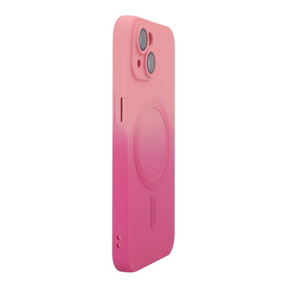 For iPhone 14 Plus ENKAY Hat-Prince MagSafe Rainbow Gradient Silicone Phone Case with Lens Film(Pink Rose) - iPhone 14 Plus Cases by ENKAY | Online Shopping UK | buy2fix