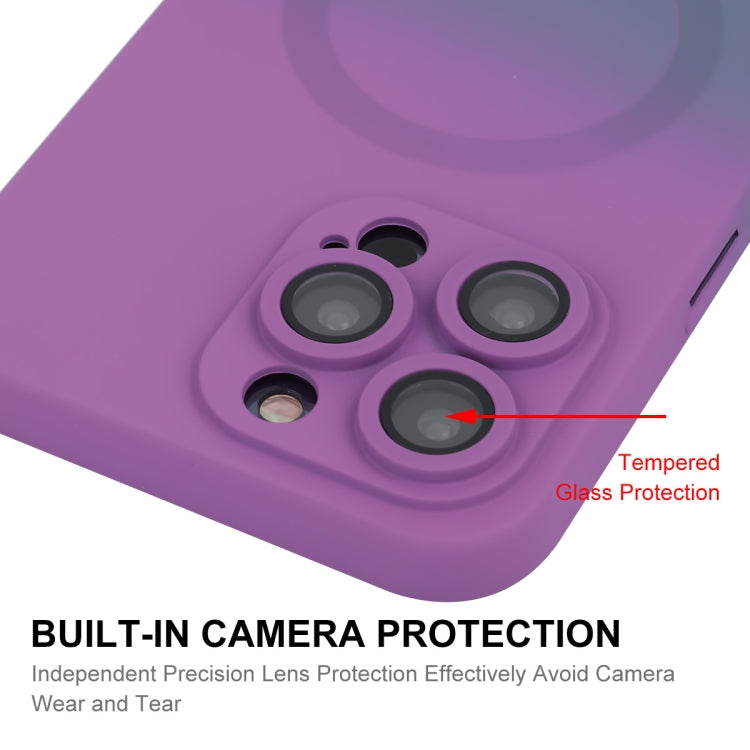 For iPhone 15 Pro Max ENKAY Hat-Prince MagSafe Rainbow Gradient Silicone Phone Case with Lens Film(Purple Blue) by ENKAY