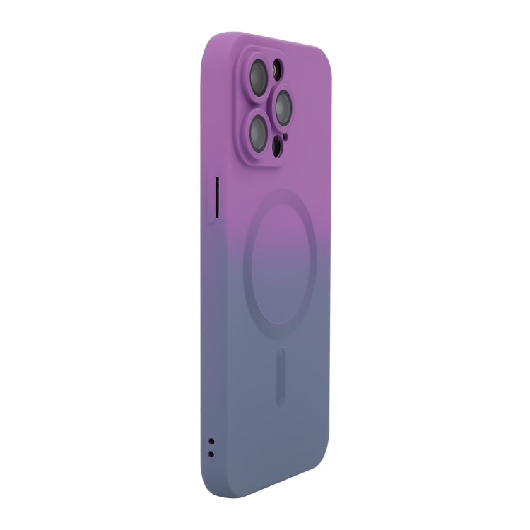 For iPhone 15 Pro Max ENKAY Hat-Prince MagSafe Rainbow Gradient Silicone Phone Case with Lens Film(Purple Blue) by ENKAY
