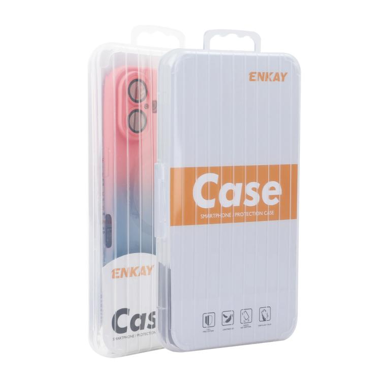 For iPhone 14 Pro ENKAY Hat-Prince MagSafe Rainbow Gradient Silicone Phone Case with Lens Film(Orange Yellow) - iPhone 14 Pro Cases by ENKAY | Online Shopping UK | buy2fix