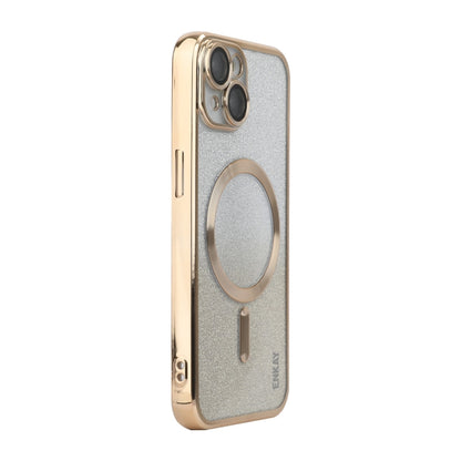 For iPhone 13 ENKAY Hat-Prince Magnetic Glitter Plated Shockproof Phone Case with Lens Film(Golden) - iPhone 13 Cases by ENKAY | Online Shopping UK | buy2fix