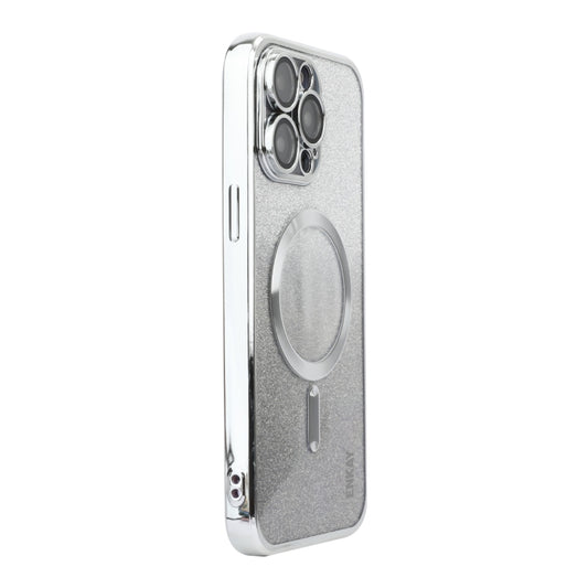 For iPhone 15 Pro ENKAY Hat-Prince Magnetic Glitter Plated Shockproof Phone Case with Lens Film(Silver) - iPhone 15 Pro Cases by ENKAY | Online Shopping UK | buy2fix