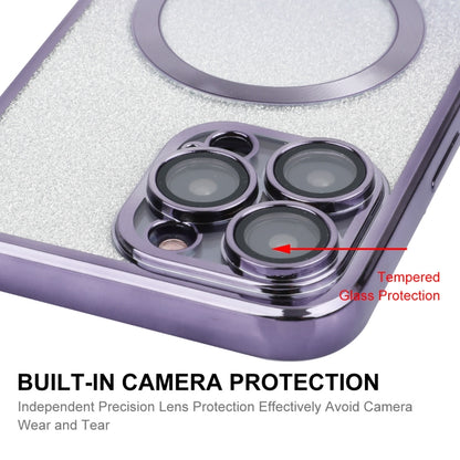 For iPhone 15 Pro ENKAY Hat-Prince Magnetic Glitter Plated Shockproof Phone Case with Lens Film(Silver) - iPhone 15 Pro Cases by ENKAY | Online Shopping UK | buy2fix