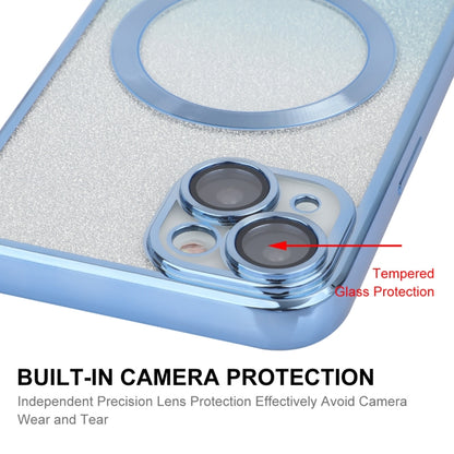 For iPhone 15 Plus ENKAY Hat-Prince Magnetic Glitter Plated Shockproof Phone Case with Lens Film(Silver) - iPhone 15 Plus Cases by ENKAY | Online Shopping UK | buy2fix