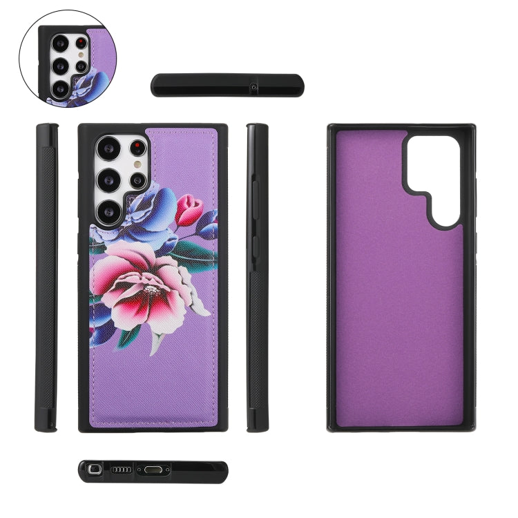 For Samsung Galaxy S22+ 5G Flower Multi-functional Crossbody Zipper Wallet Leather Phone Case(Purple) - Galaxy S22+ 5G Cases by buy2fix | Online Shopping UK | buy2fix