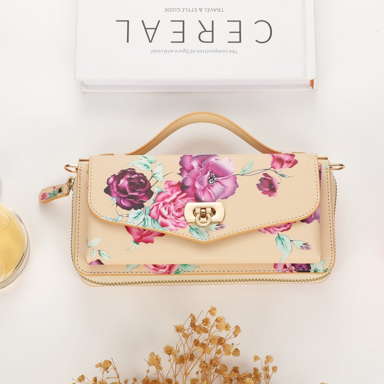 For Samsung Galaxy S22+ 5G Flower Multi-functional Crossbody Zipper Wallet Leather Phone Case(Yellow) - Galaxy S22+ 5G Cases by buy2fix | Online Shopping UK | buy2fix