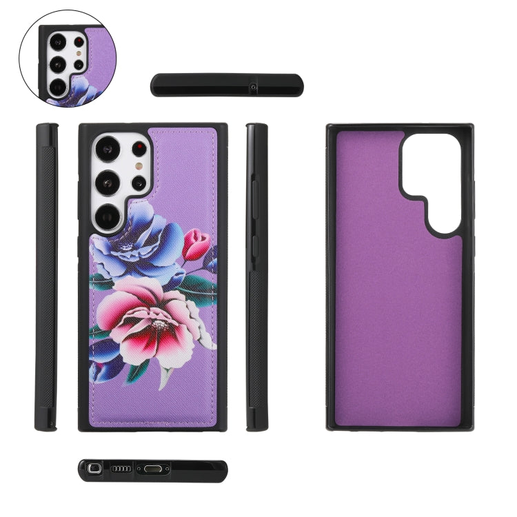 For Samsung Galaxy S23 5G Flower Multi-functional Crossbody Zipper Wallet Leather Phone Case(Purple) - Galaxy S23 5G Cases by buy2fix | Online Shopping UK | buy2fix