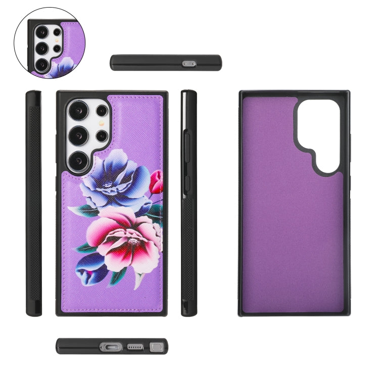 For Samsung Galaxy S24+ 5G Flower Multi-functional Crossbody Zipper Wallet Leather Phone Case(Purple) - Galaxy S24+ 5G Cases by buy2fix | Online Shopping UK | buy2fix