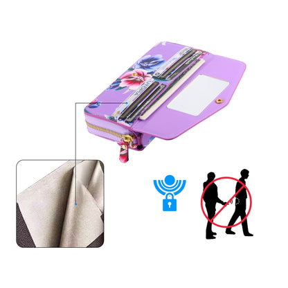 For Samsung Galaxy S24+ 5G Flower Multi-functional Crossbody Zipper Wallet Leather Phone Case(Purple) - Galaxy S24+ 5G Cases by buy2fix | Online Shopping UK | buy2fix