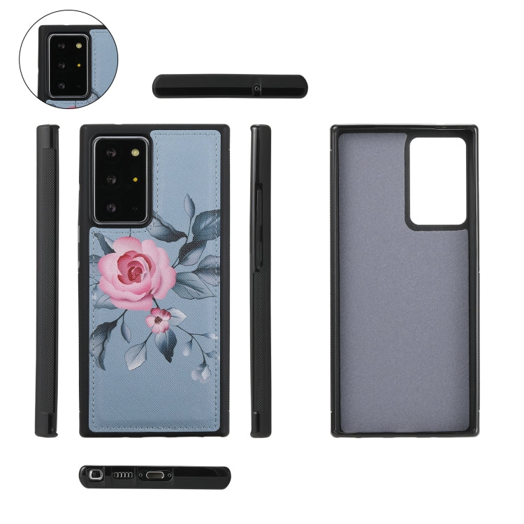 For Samsung Galaxy Note20 Flower Multi-functional Crossbody Zipper Wallet Leather Phone Case(Blue) - Galaxy Note20 Cases by buy2fix | Online Shopping UK | buy2fix