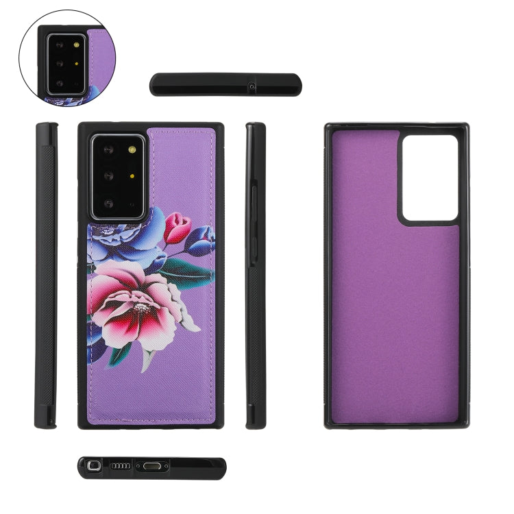 For Samsung Galaxy Note20 Flower Multi-functional Crossbody Zipper Wallet Leather Phone Case(Purple) - Galaxy Note20 Cases by buy2fix | Online Shopping UK | buy2fix