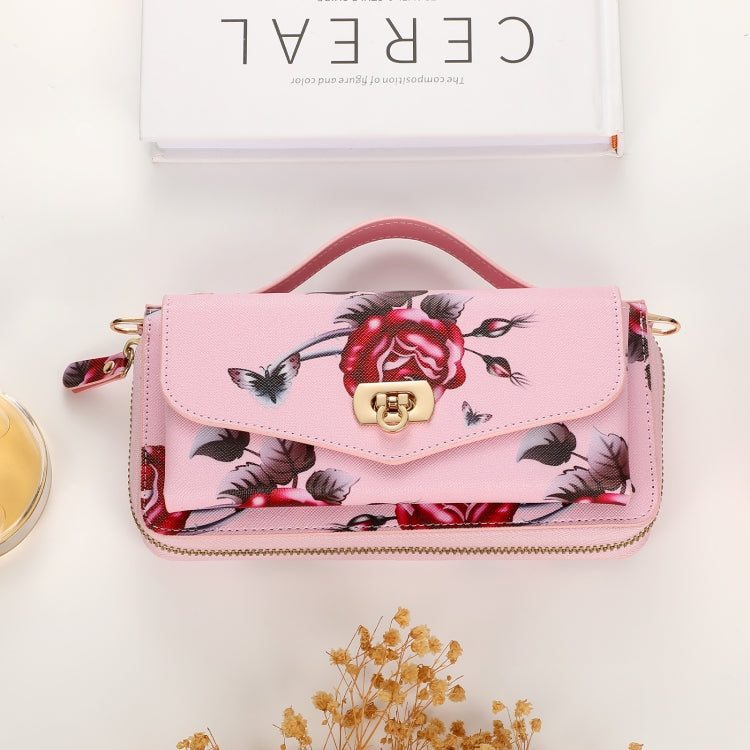 For Samsung Galaxy Note20 Ultra Flower Multi-functional Crossbody Zipper Wallet Leather Phone Case(Pink) - Galaxy Note20 Ultra Cases by buy2fix | Online Shopping UK | buy2fix