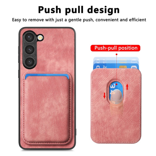 For Samsung Galaxy S23+ 5G Retro Leather Card Bag Magnetic Phone Case(Pink) by buy2fix