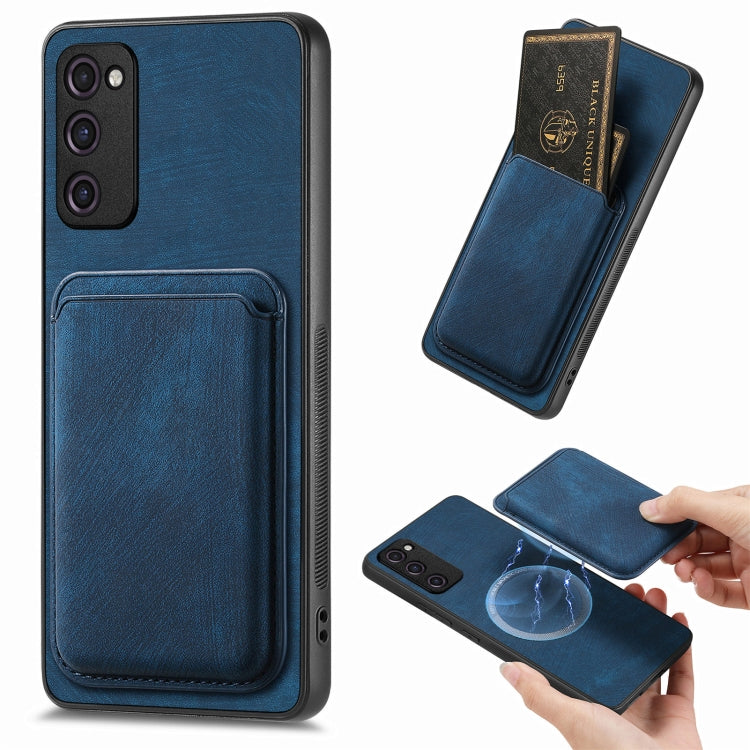For Samsung Galaxy S20 FE Retro Leather Card Bag Magnetic Phone Case(Blue) by buy2fix