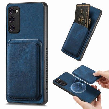For Samsung Galaxy S20 FE Retro Leather Card Bag Magnetic Phone Case(Blue) by buy2fix