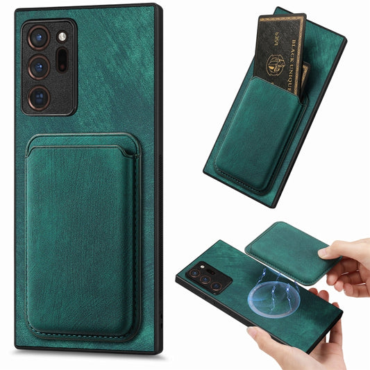For Samsung Galaxy Note20 Ultra Retro Leather Card Bag Magnetic Phone Case(Green) by buy2fix