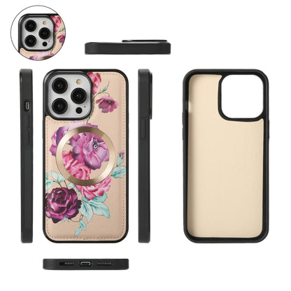For iPhone 14 Pro Flower Multi-functional Crossbody Zipper Wallet MagSafe Leather Phone Case(Yellow) - iPhone 14 Pro Cases by buy2fix | Online Shopping UK | buy2fix