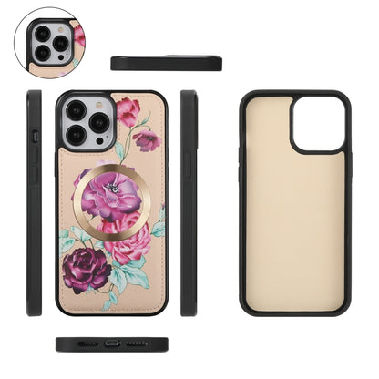 For iPhone 13 Flower Multi-functional Crossbody Zipper Wallet MagSafe Leather Phone Case(Yellow) - iPhone 13 Cases by buy2fix | Online Shopping UK | buy2fix