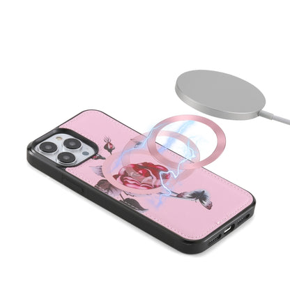 For iPhone 13 Pro Max Flower Multi-functional Crossbody Zipper Wallet MagSafe Leather Phone Case(Pink) - iPhone 13 Pro Max Cases by buy2fix | Online Shopping UK | buy2fix