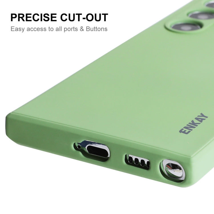 For Samsung Galaxy S24 Ultra 5G ENKAY Liquid Silicone Soft Shockproof Phone Case(Light Green) - Galaxy S24 Ultra 5G Cases by ENKAY | Online Shopping UK | buy2fix