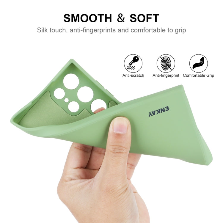 For Samsung Galaxy S25 Ultra 5G ENKAY Liquid Silicone Soft Shockproof Phone Case(Light Green) by ENKAY