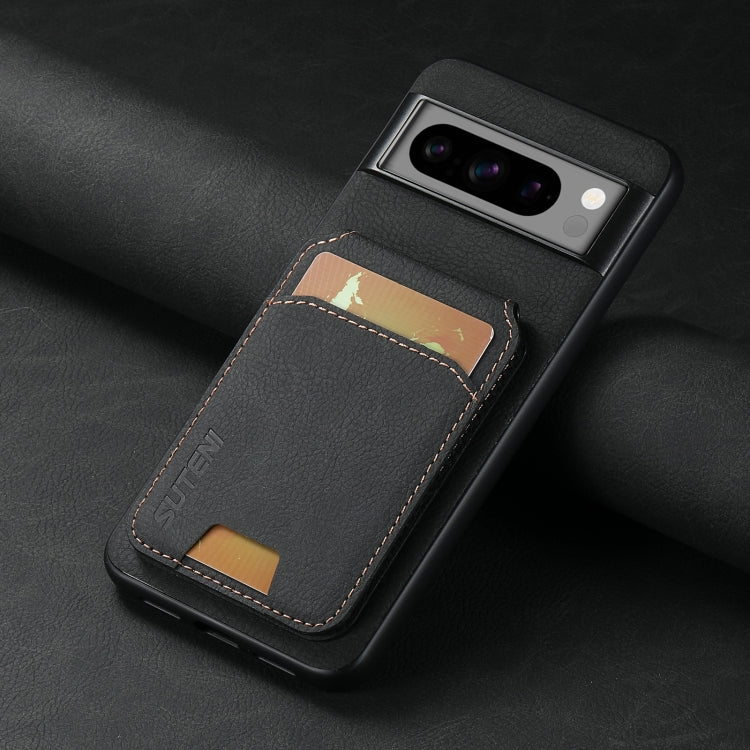 For Google Pixel 8a Suteni H02 Litchi Leather Card Wallet Stand Back Phone Case(Black) by Suteni