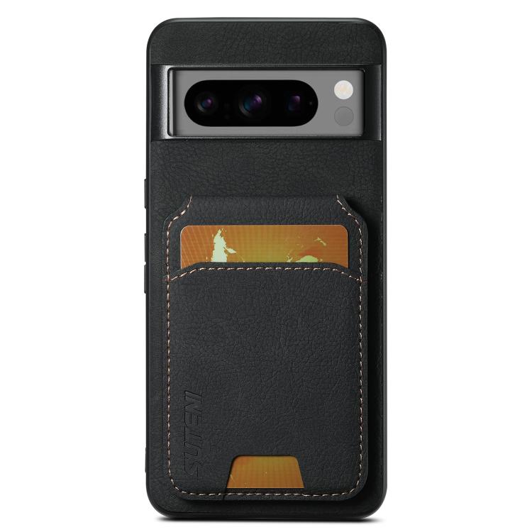 For Google Pixel 10 Pro XL Suteni H02 Litchi Leather Card Wallet Stand Back Phone Case(Black) - Google Cases by Suteni | Online Shopping UK | buy2fix